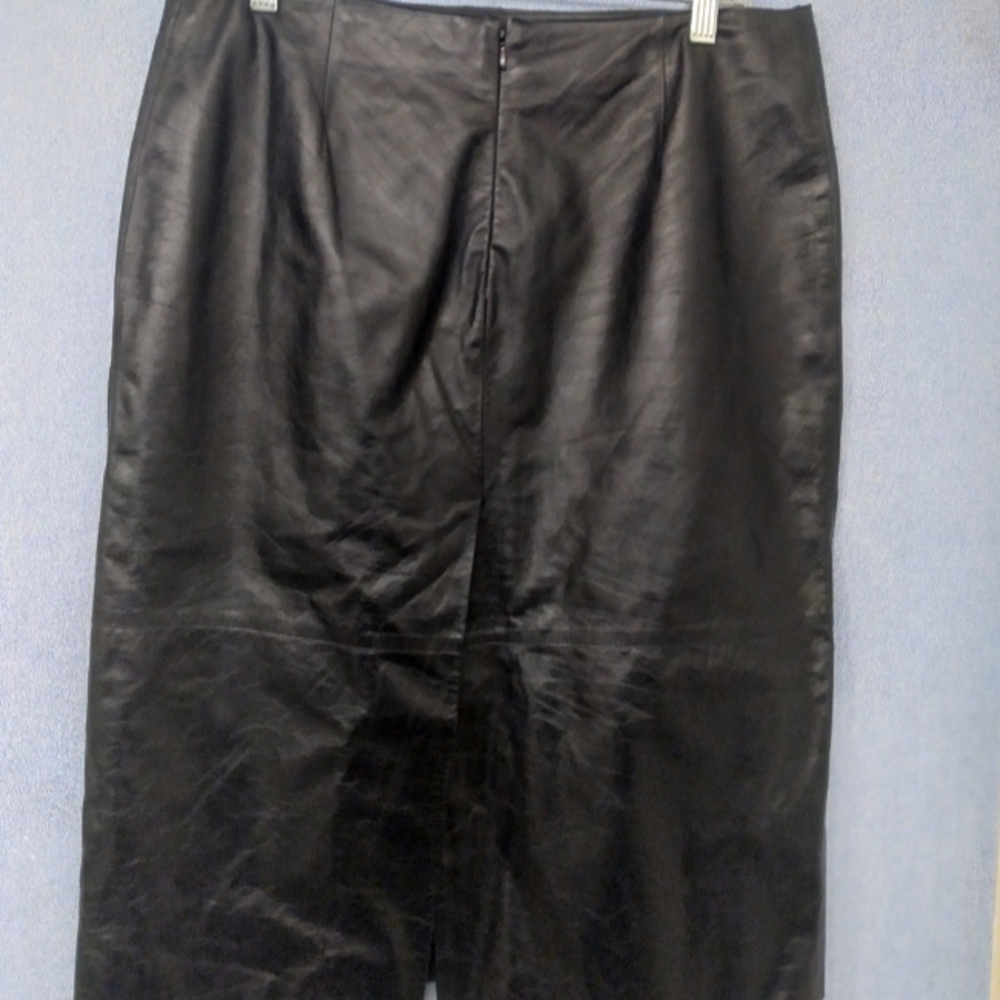Classic Black Real Leather Pencil Skirt High Waist Office Wear Evening‎ Party